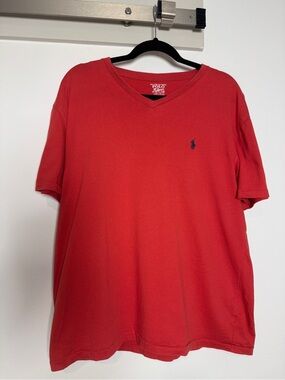 Polo by Ralph Lauren Red V-Neck Tee Large